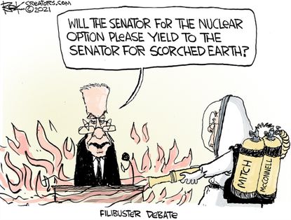Political Cartoon U.S. schumer mcconnell senate filibuster