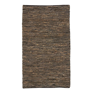 A leather and jute rug