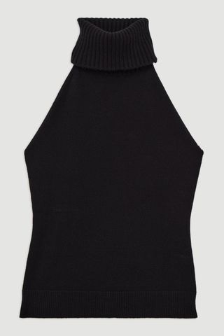 karenmillen, Sleeveless Viscose Blend Roll Neck Knit Jumper