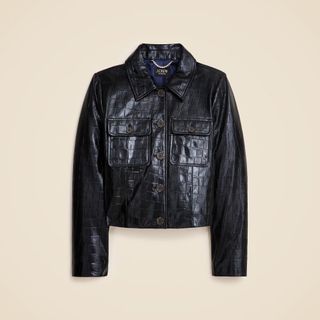 J.Crew Collection Lady Jacket in Croc-Embossed Leather