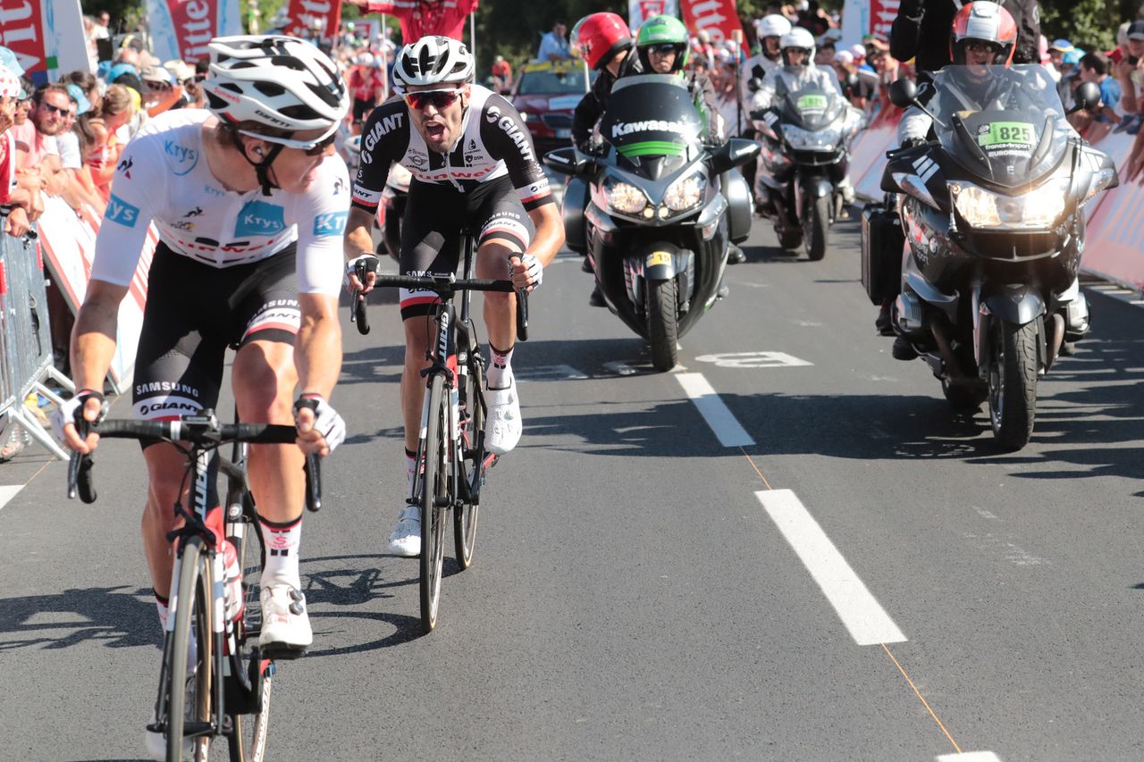 Best young rider Soren Kragh Andersen waits for Dumoulin