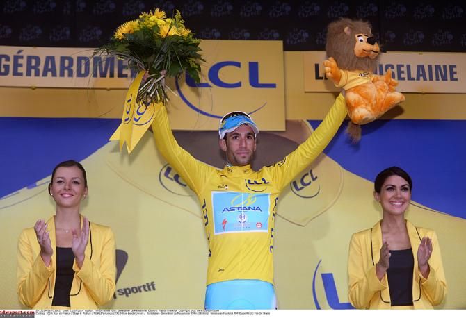 Vincenzo Nibali (Astana) in the yellow jersey after stage 8