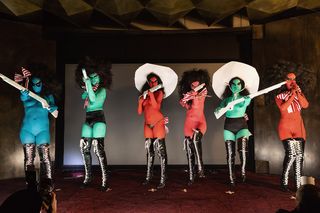 Watermill alumna Kembra Pfahler performing with her punk rock band The Voluptuous Horror of Karen Black at The Watermill Center Pre-Summer Party