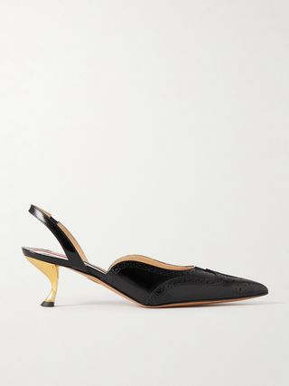 Patent-Leather Point-Toe Slingback Pumps