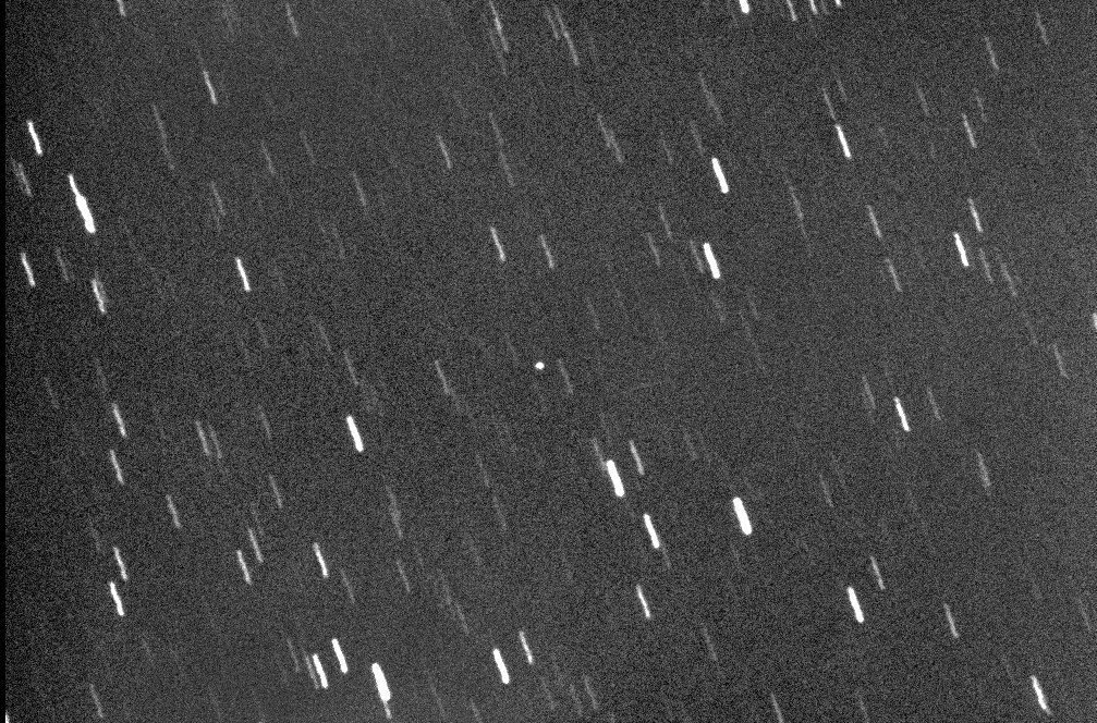 The asteroid 2001 FO32 is seen as it appeared on March 19, 2021 ahead of a close flyby on March 21 in this telescope image by astrophysicist Gianluca Masi of the Virtual Telescope Project.