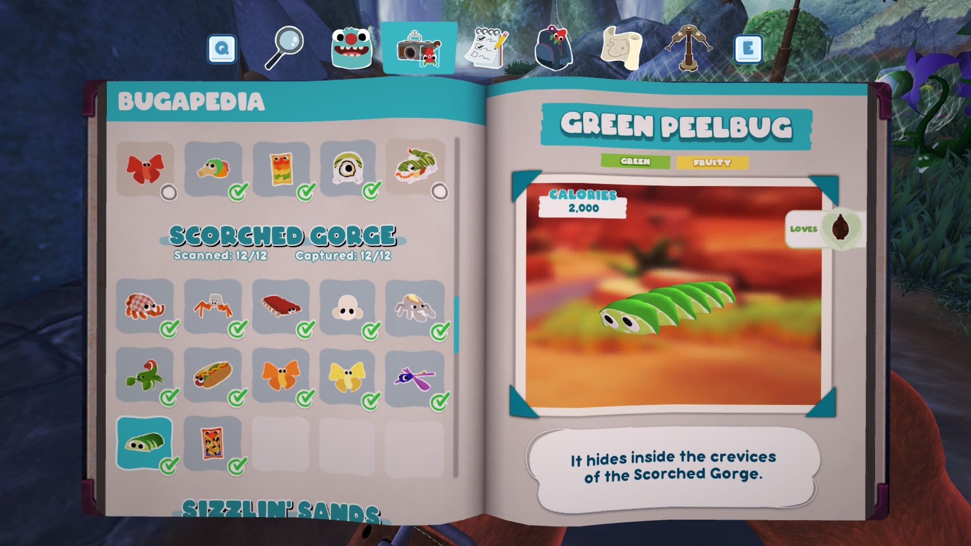 Bugsnax Bugapedia: Green Peelbug