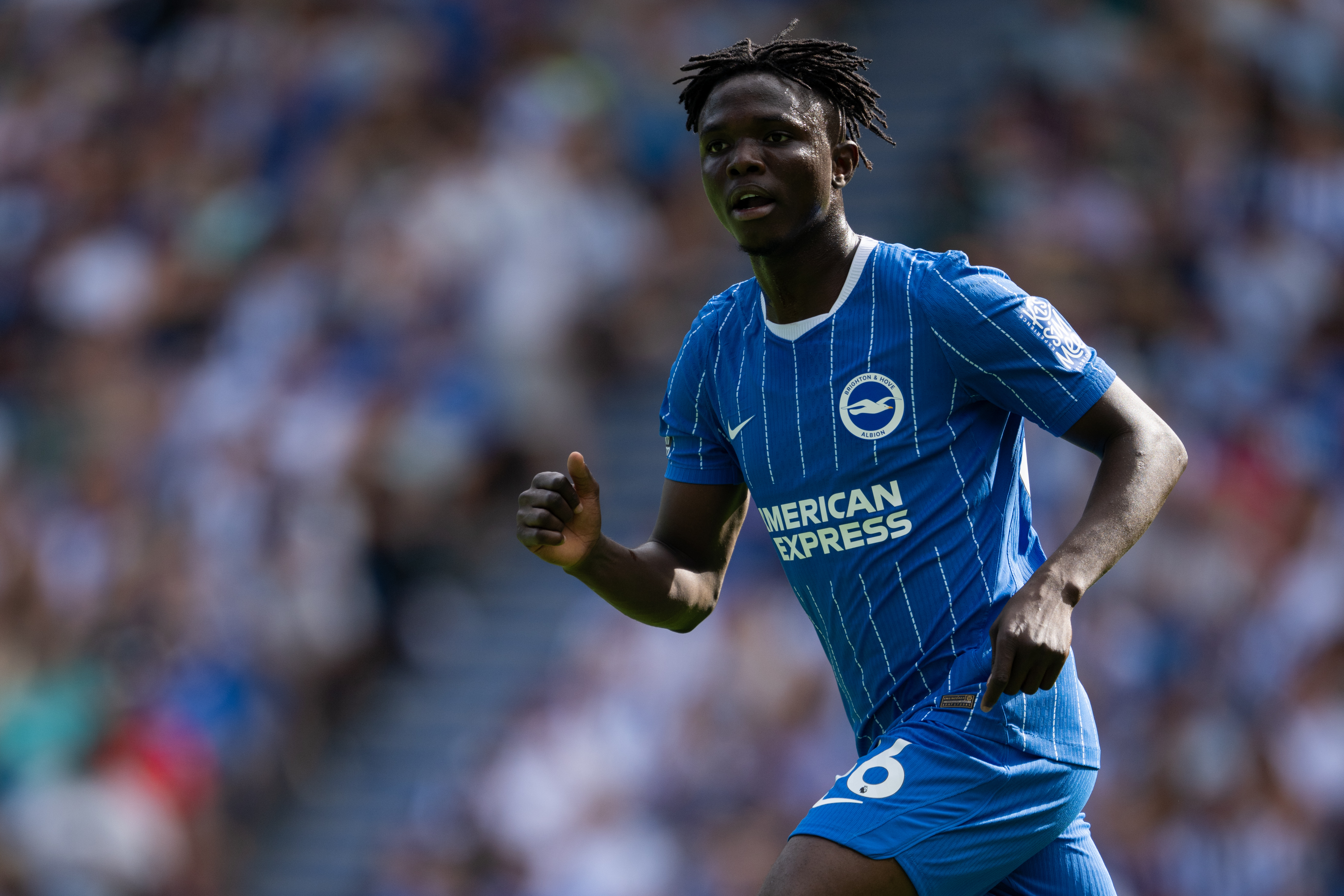 BRIGHTON, ENGLAND - AUGUST 8: Zadok Yohanna of Brighton &amp;amp; Hove Albion during the during the pre-season friendly match between Brighton &amp;amp; Hove Albion and AS Roma at American Express Stadium on August 8, 2026 in Brighton, England. (Photo by Sebastian Frej/Getty Images)