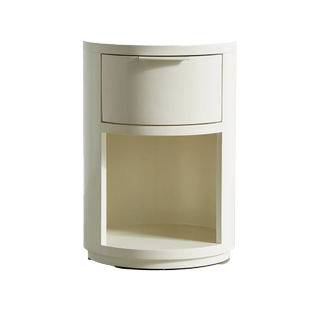 white cylindrical nightstand