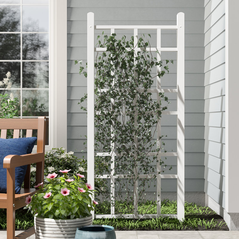Winston Porter Dura-Trel Cottage 28x66 Inch Pvc Vinyl Outdoor Patio Trellis With Anchors &amp;amp; Reviews | Wayfair