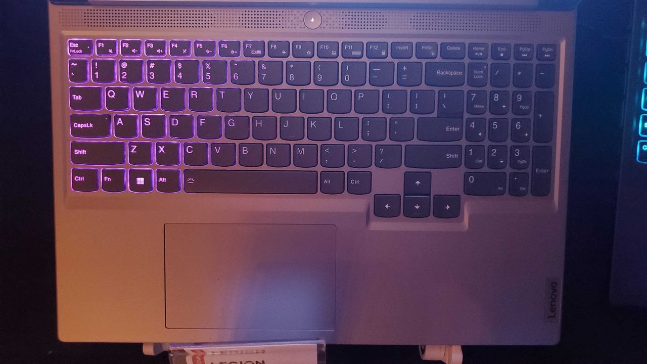 silver gaming laptop keyboard