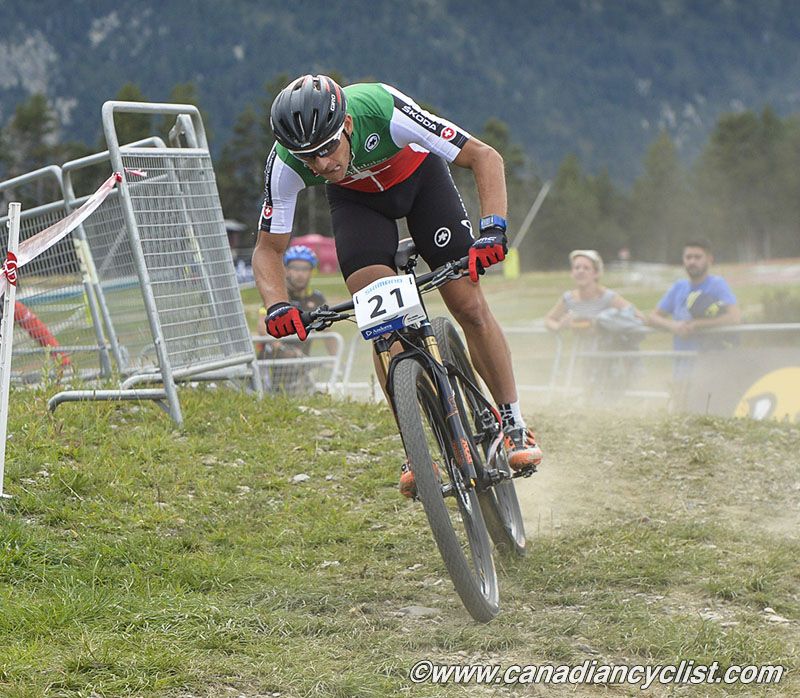 Ralph Naef (Switzerland)unclipped at the start of his first race and did not advance