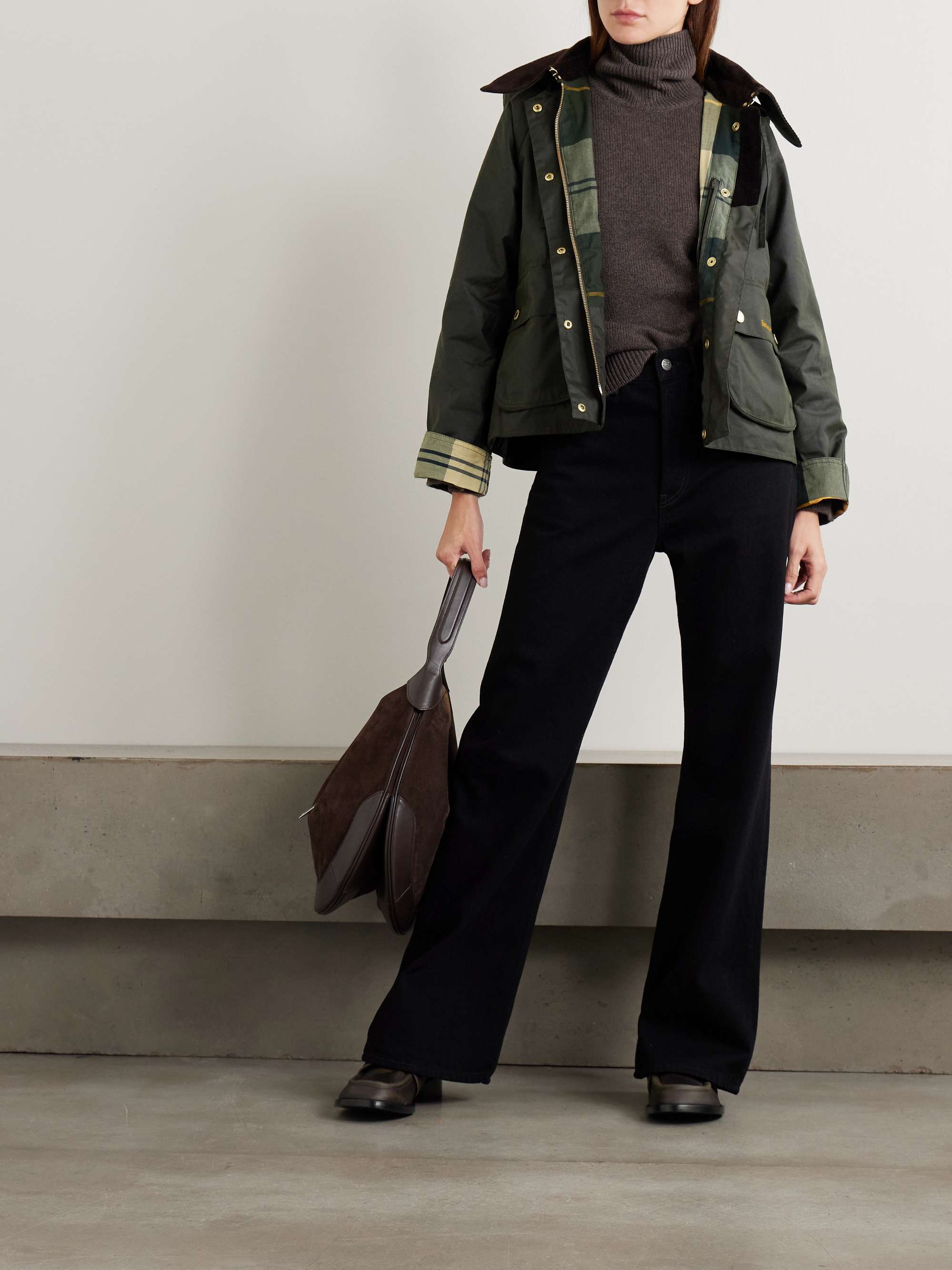 Reighton Hooded Corduroy-Trimmed Waxed-Cotton Jacket