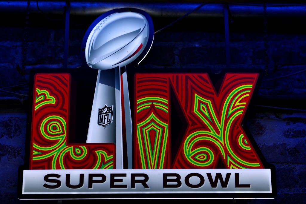 NEW ORLEANS, LOUISIANA - DECEMBER 14: The Super Bowl 59 logo on a promotional display in the French Quarter on December 14, 2024 in New Orleans, Louisiana. (Photo by Aaron M. Sprecher/Getty Images)