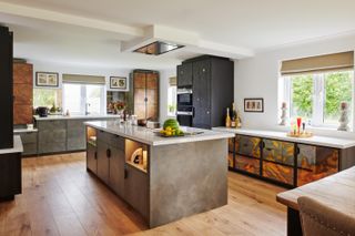 kitchen island with cabinet lighting idea