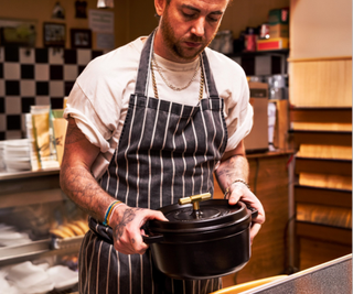 Michelin-star chef Tom Sellars, using Staub x Buster + Punch cast iron pans