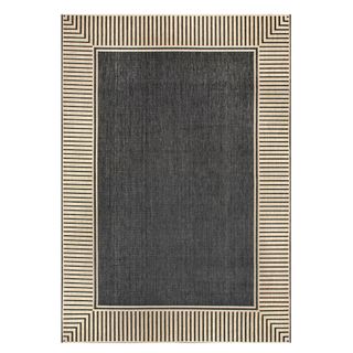 Alegre Bordered Power Loomed Tan Indoor/Outdoor Rug