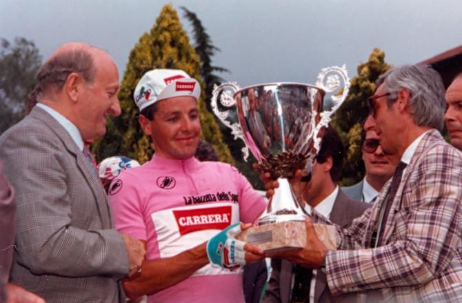 Roche savours his moment as winner of the 1987 giro d'Italia
