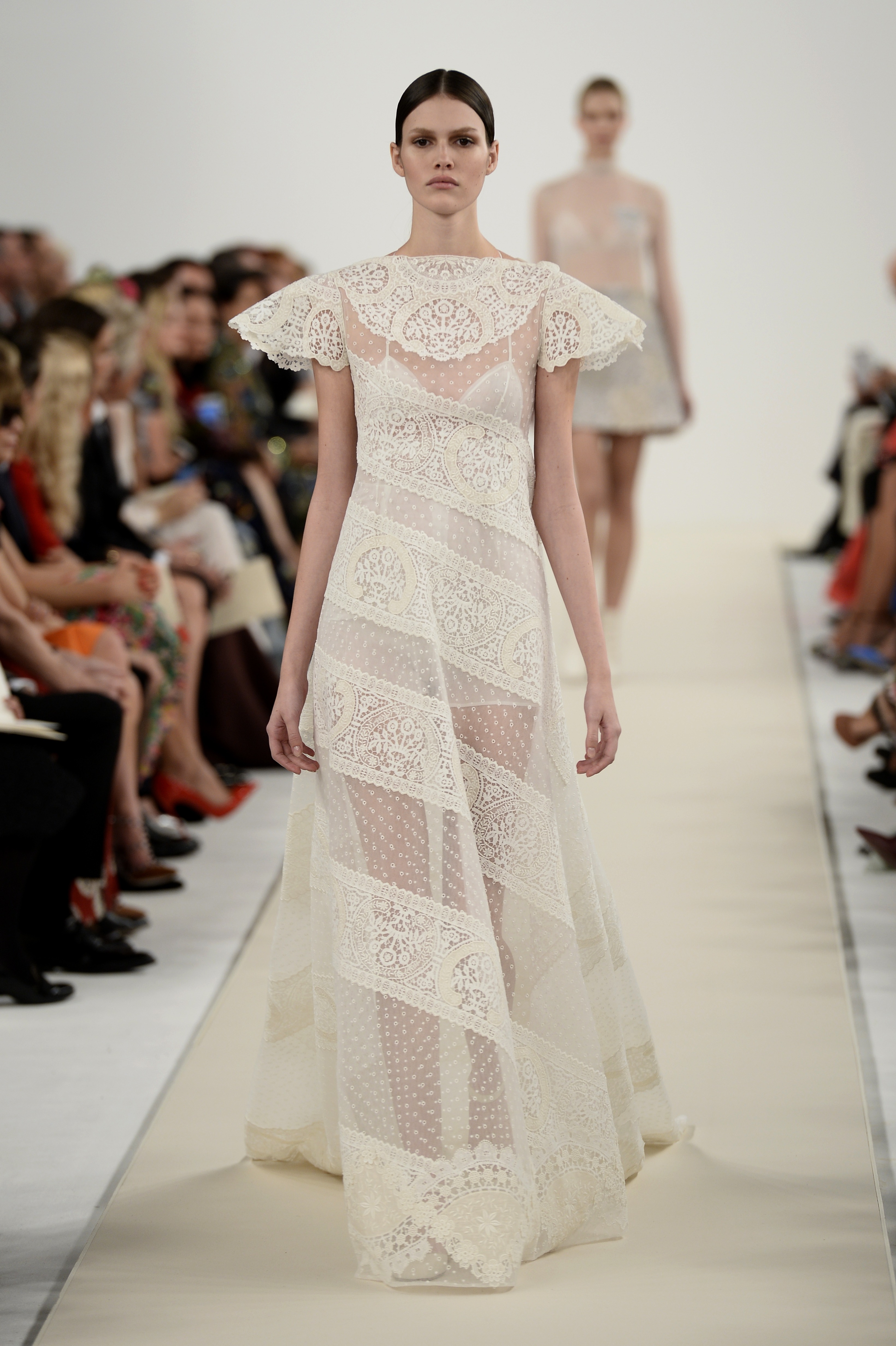 NEW YORK, NY - DECEMBER 10: A model walks the runway during the Valentino Sala Bianca 945 Event at The Former Whitney Museum on December 10, 2014 in New York City. (Photo by Fernanda Calfat/Getty Images)