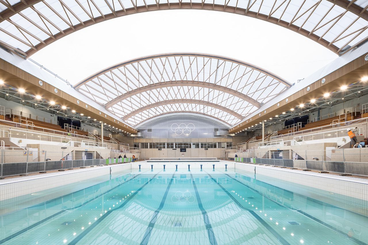 main swimming pool in Paris at Piscine Vallerey, one of the Olympic Paris pools