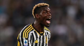 Paul Pogba in action for Juventus against Bologna in Serie A in August 2023.