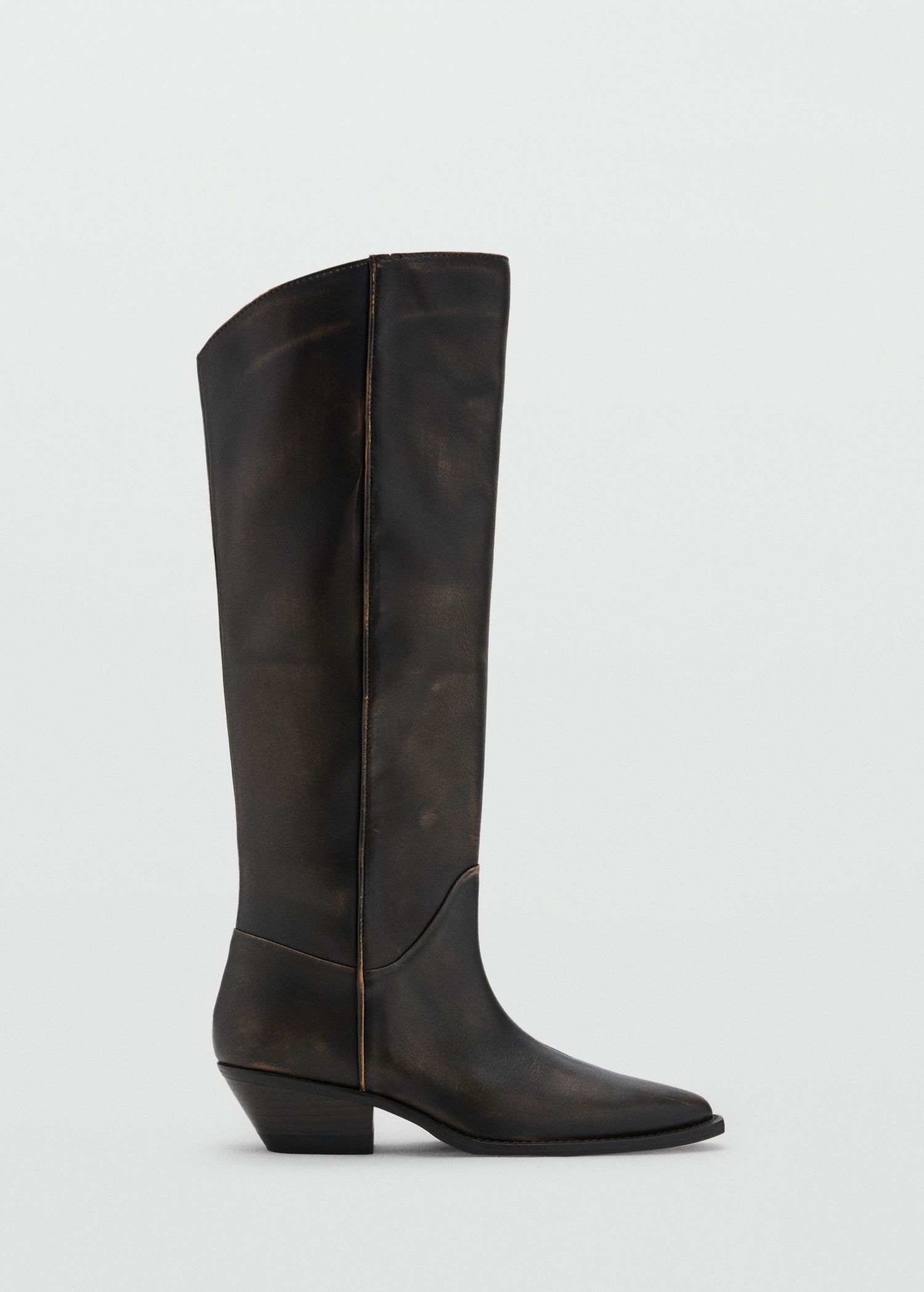 MANGO Worn-Look Leather Boots
