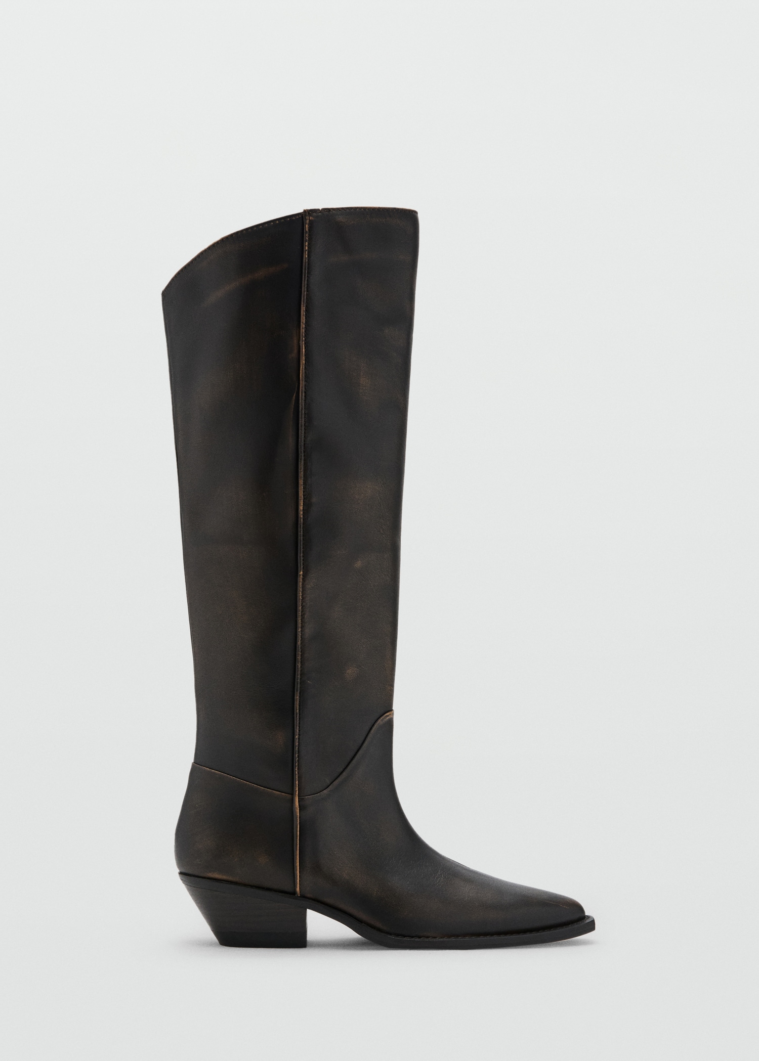 MANGO Worn-Look Leather Boots 
