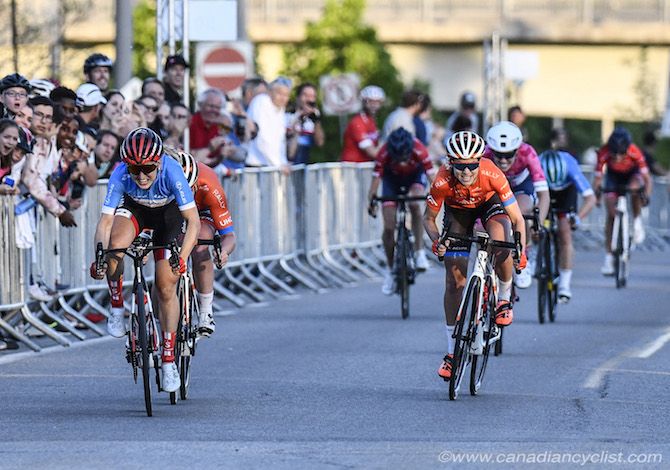 Leah Kirchmann (Team Canada) knows she's got the win in the bag at the 2019 Grand Prix Cycliste Gatineau