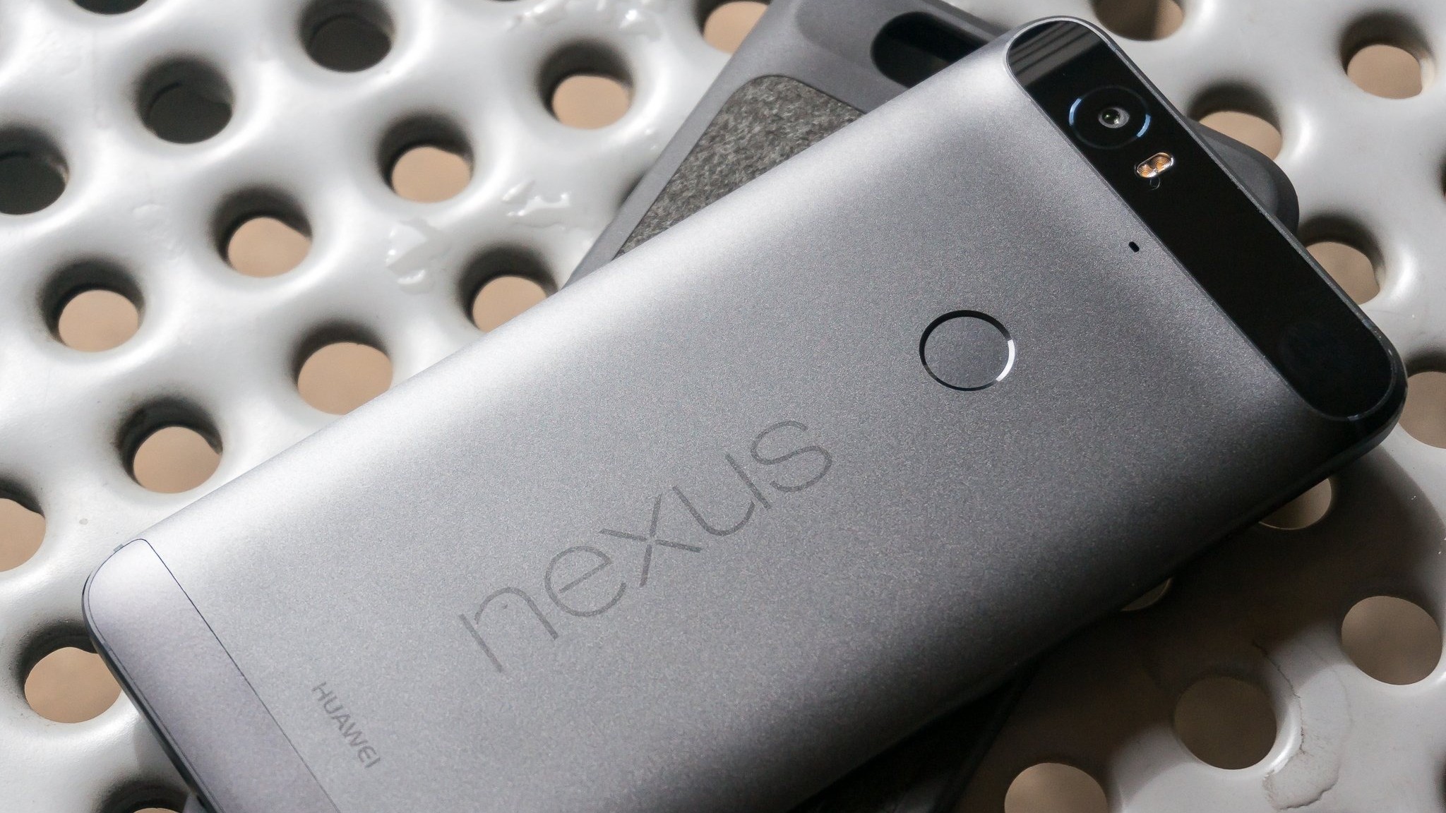 Huawei Nexus 6P lying face down on top of case