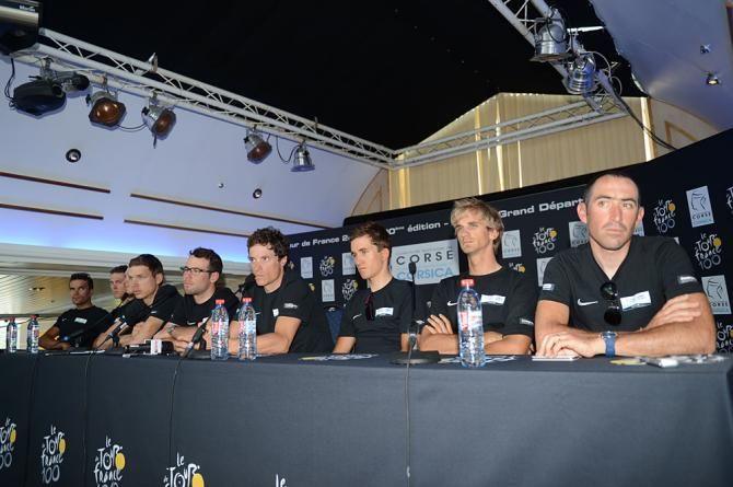 The Omega Pharma - Quick Step team at the pre-Tour presscon