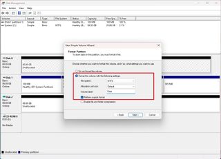 Format partition settings