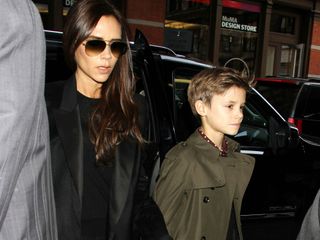 Victoria Beckham and son Romeo at New York Fashion Week