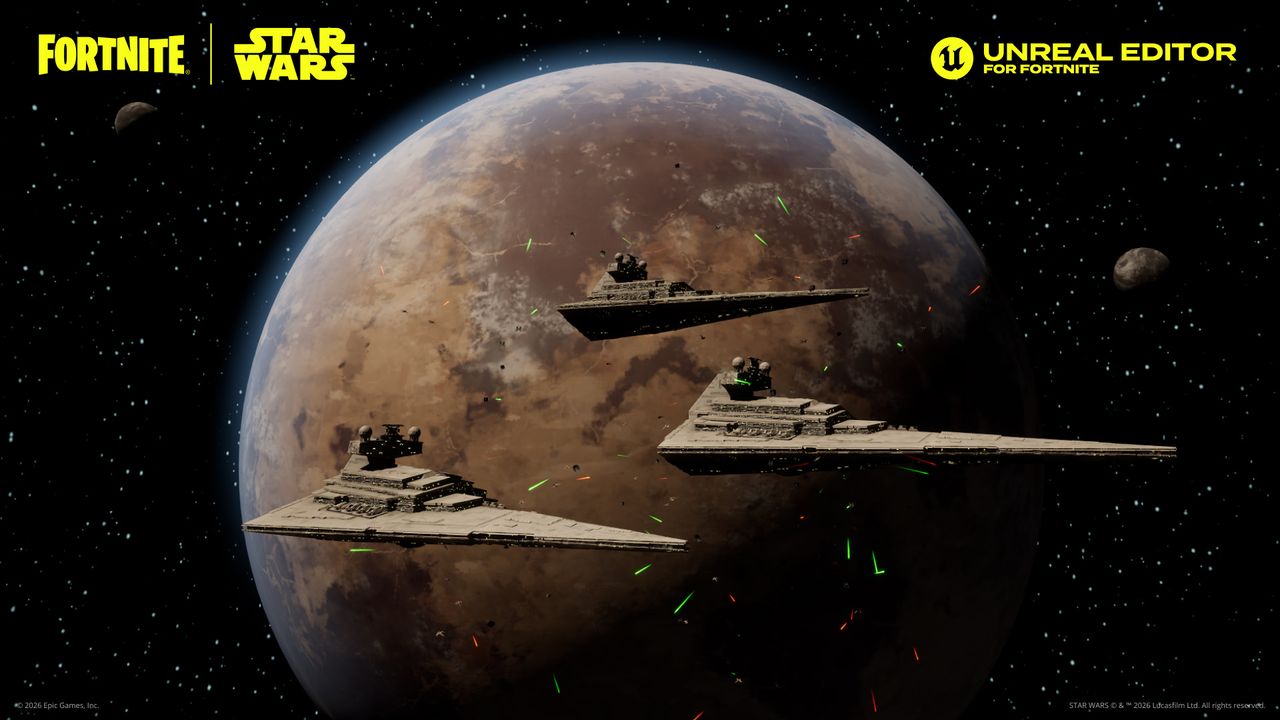 Epic Games Star Wars toolkit image of Star Destroyers in space
