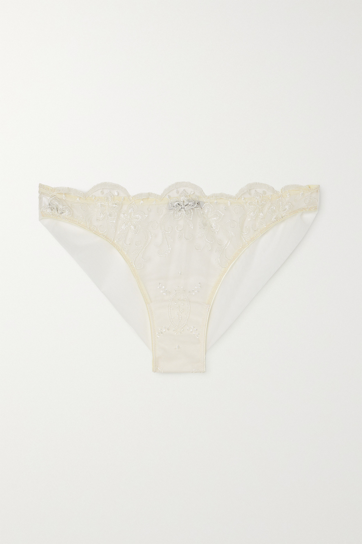 + Net Sustain Tubereuse Blanche Scalloped Embroidered Tulle Brazilian Briefs
