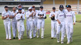 Joe Root and Harry Brook are applauded off the field by their teammates on day 4 of the 1st Test at Multan GettyImages-2177775592