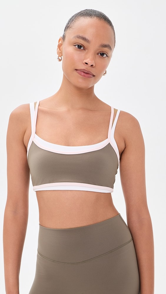 Contrast Layered Bra - Walnut/pink