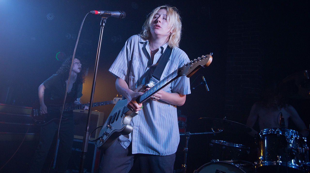 Sam Quartin from The Bobby Lees performs at La Maroquinerie on June 23, 2022 in Paris, France.