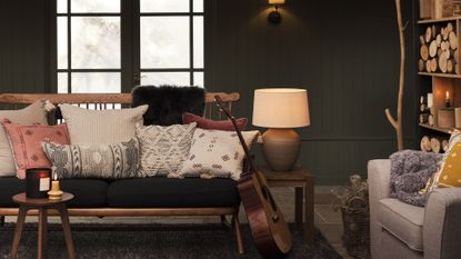 A cosy alpine lodge-inspired living room