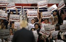 Donald Trump faces his adoring fans.