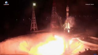 A Russian Soyuz rocket launches the Bion-M No. 2 space medicine mission from Baikonur Cosmodrome in Kazakhstan on Aug. 20, 2025.