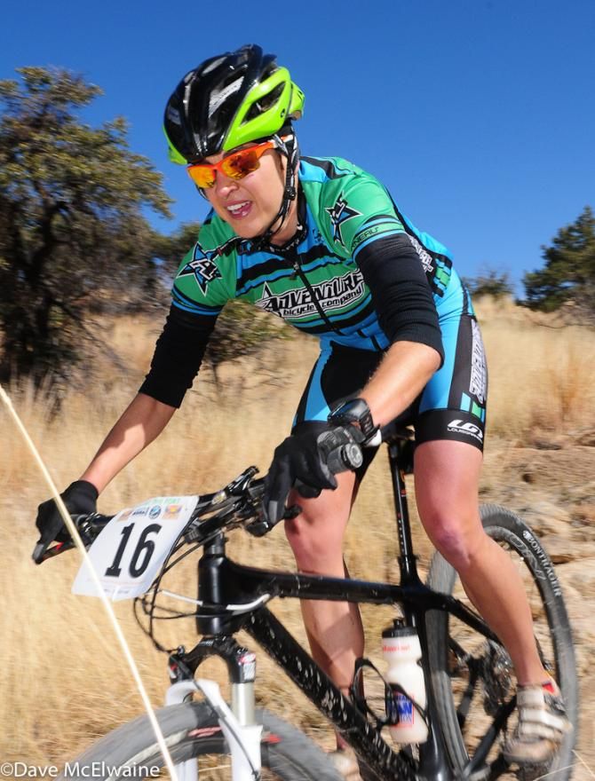 Kata Skaggs (Adventure Bike) on her way to third place in the elite women's field