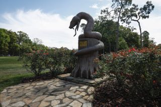 The snake statue at the start of The Snake Pit