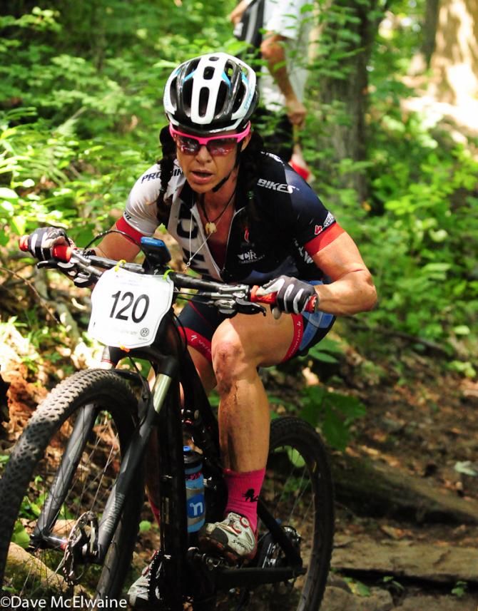 Selene Yeager (Team CF) riding the very technical descent.