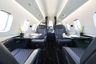Cabin interior view propeller-powered Piaggio Avanti