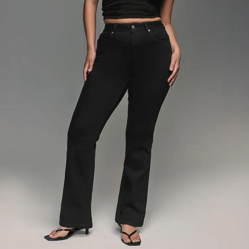 Black Supersoft Hourglass Bootcut Jeans on model 