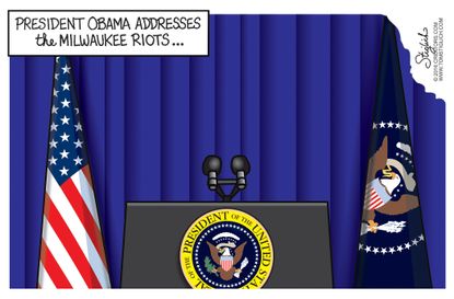 Political cartoon US Obama and the Milwaukee riots