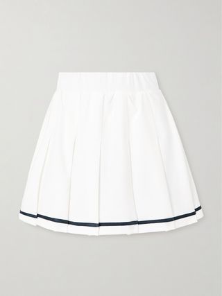 Clarendon Striped Pleated Stretch-Twill Mini Skirt