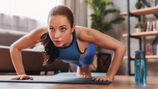 Woman doing a Tabata workout, a form of HIIT