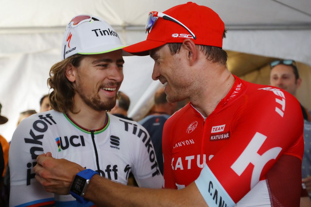 Peter Sagan and Alexander Kristoff before the podium