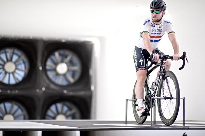 Mark Cavendish (Omega Pharma Quickstep) at Specialized's wind tunnel facility