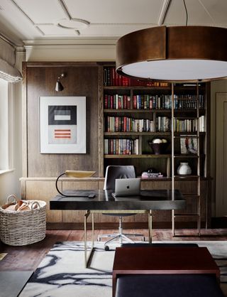 Home office wood panelled